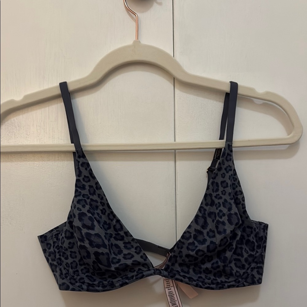 Victoria's Secret Grey and Blue Cheetah Print Unlined Bra